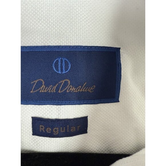 David Donahue Men’s 18 34/35 White Cotton Regular Fit Dress Shirt Formal Office - Picture 8 of 12